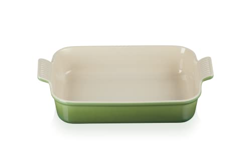 Le Creuset Rechteckige Auflaufform Tradition aus Steinzeug, 32 cm, 2.31 kg, Bamboo, 71102324080001