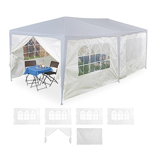 Relaxdays комплект 6 странични стени 2x3 m бели