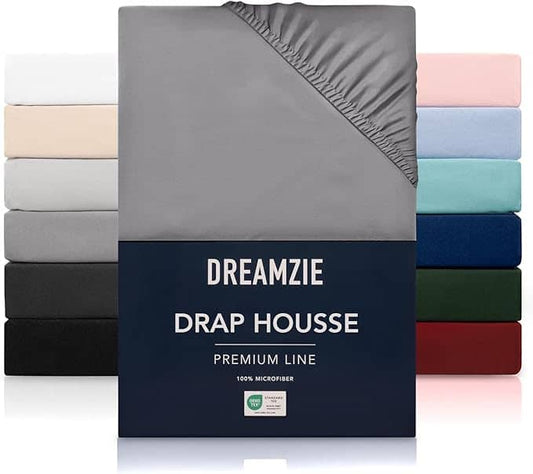 Dreamzie – чаршаф с ластик 140×200 см, тъмносив, 100% микрофибър
