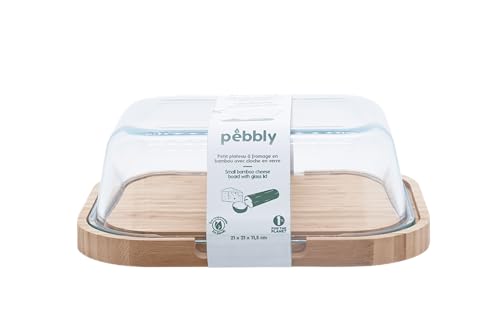 Pebbly cheese box glass lid bamboo base