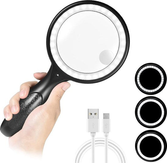 Лупа 30×/60× с 33 LED светлини и USB зареждане