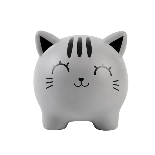 Керамична касичка коте – 16 cm, сива
