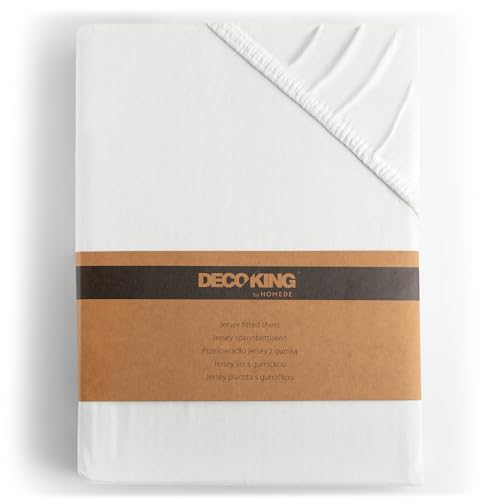 DecoKing – чаршаф с ластик 220–240 × 220 × 30 cm, бял