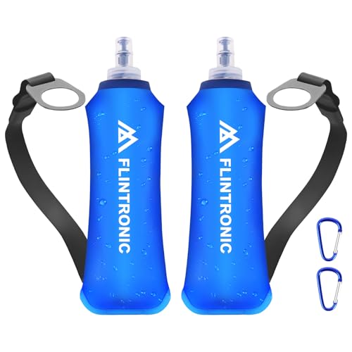 flintronic комплект 2 сгъваеми спортни бутилки 500 ml, сини