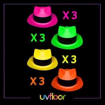 UV FLOOR – комплект 12 неонови шапки L/XL