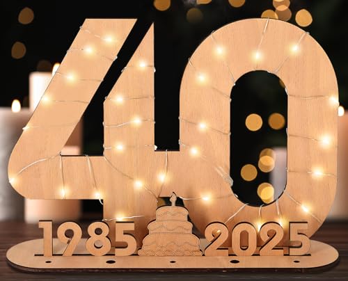 Cake Topper 40 – дървена декорация с LED