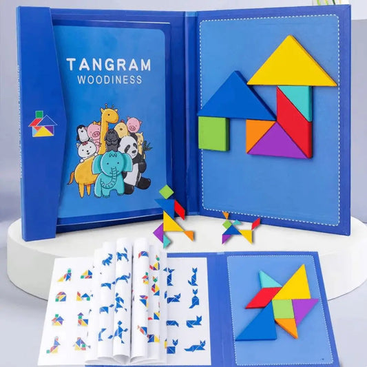 Tangram – дървен Montessori комплект, 30 части